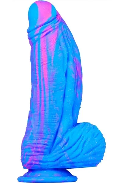 Silikon Dildo Fat Dick Blau-Pink 25cm