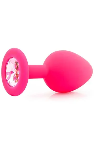 Silikon Plug mit Edelstein mittelgroß rosa