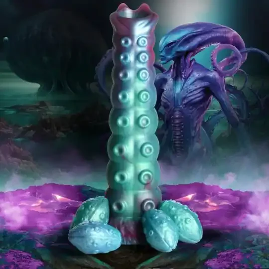 Silikondildo mit Eiern ‘Galaktischer Züchter‘