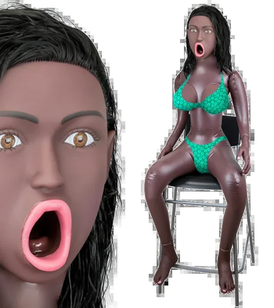 Sitzende aufblasbare Sexpuppe mit Blowjob-Mund Tina