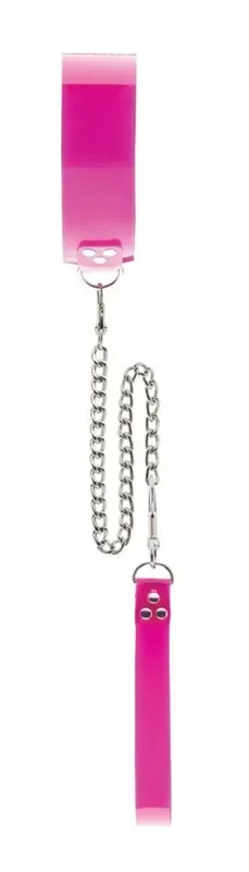 Sklaven-Halsband mit Klettverschluss in Pink-Transparent