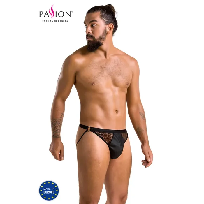 Slip mit Netzeinsätzen, Gesäß offen – für Ihn – schwarz (Grösse S-M)