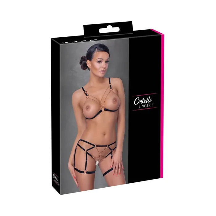 Soft-BH & Slip ouvert im Bondage-Style – Schwarz – Größe S