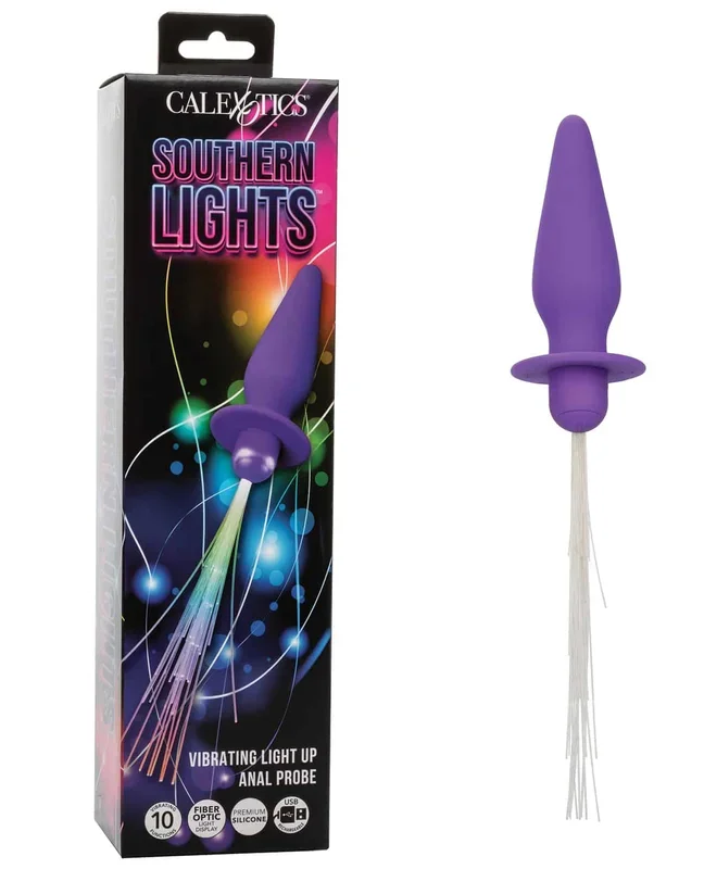 Southern Lights Rechargeable Vibrating Light Up Anal Probe – Purple