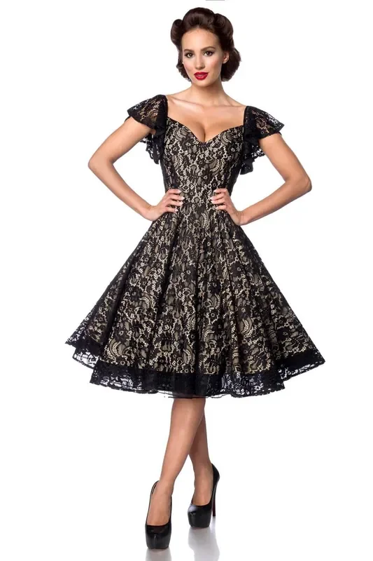 Spitzenkleid schwarz/beige