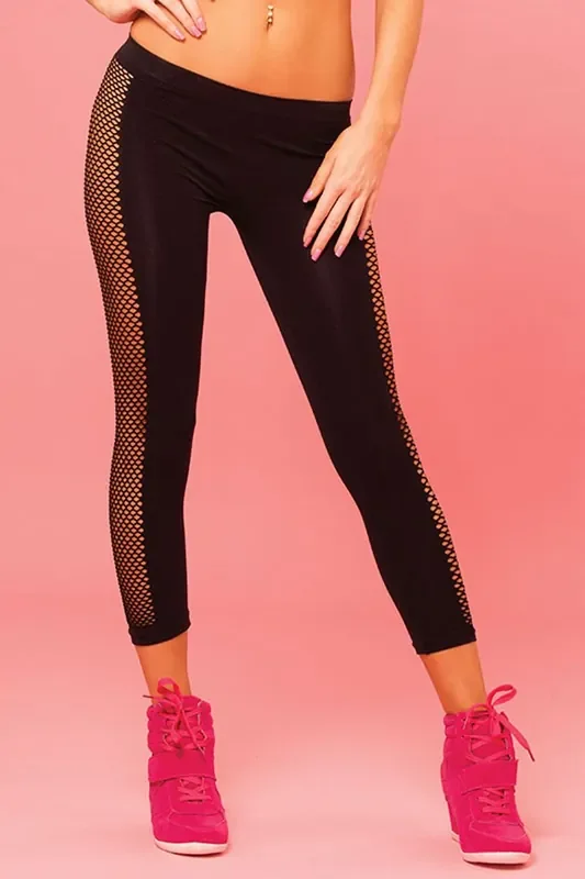 Sporthose in Schwarz mit Netzmaterial