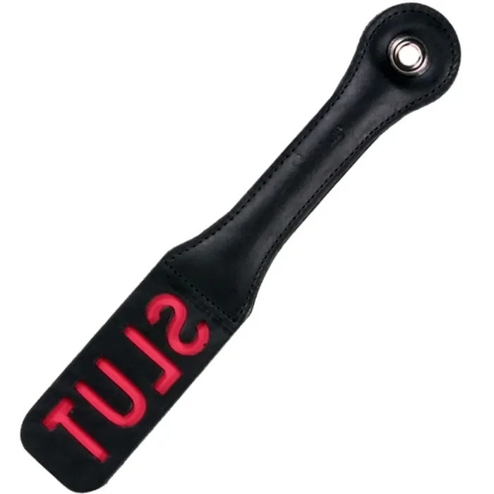 Sportsheets – Leather Impression Paddle – Slut Schwarz