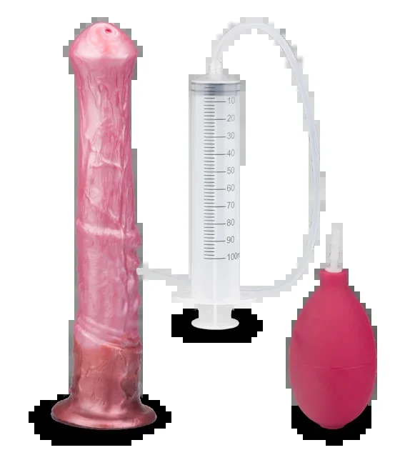 Spritzdildo aus Silikon mit Saugnapf Pferd