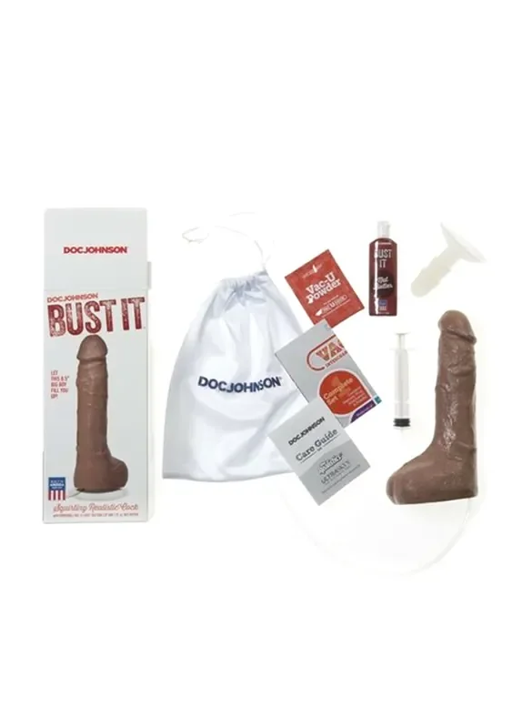 Squirting Realistic Cock – with Suction Cup – 1 fl oz. / 30 ml – Caramel