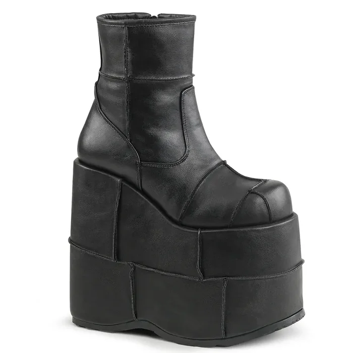 Stack-201 (Boots Größe 10 – Gr. 42, High Heel Farbe Schwarz Kunstleder)