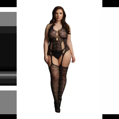 Straps-Bodystocking mit Spitze – Große Größen