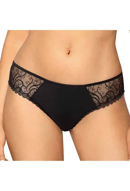 String aus zarter Blütenspitze mit Cut-Out – schwarz