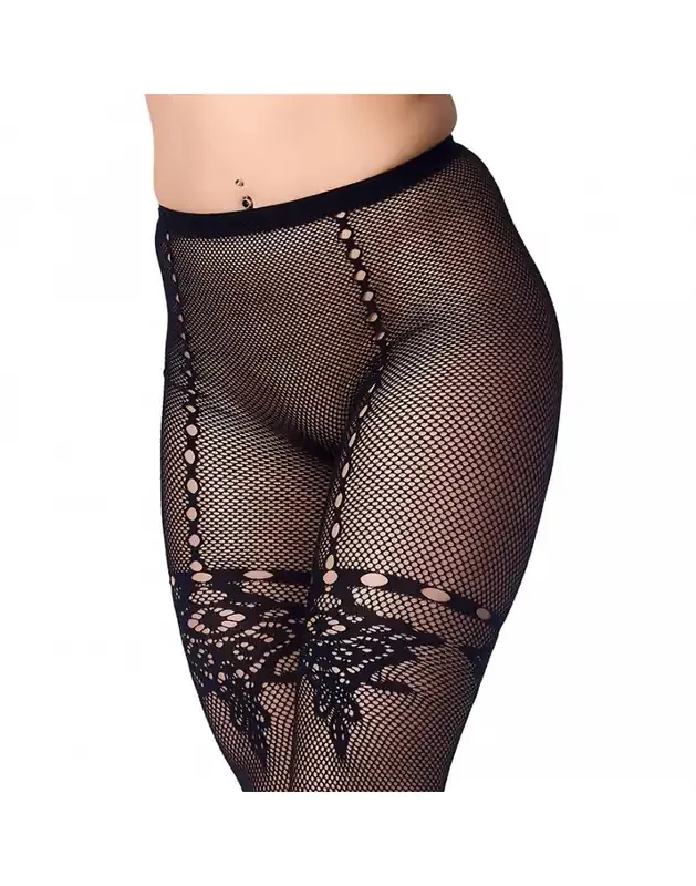 Strumpfhose aus Netz mit Spitze
