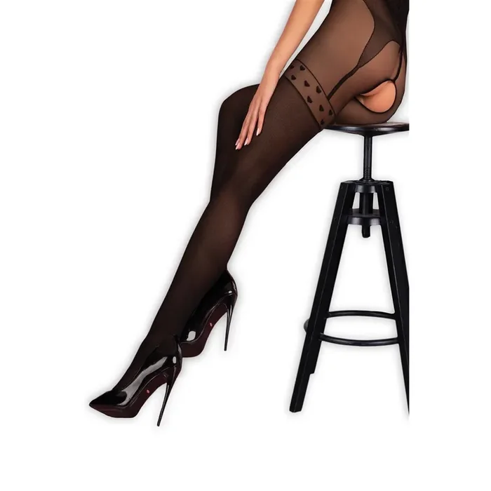 Strumpfhose mit Strapsmuster schwarz 20DEN