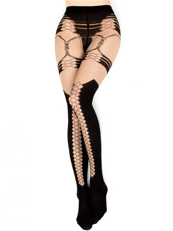 Strumpfhose Netz-Strapslook