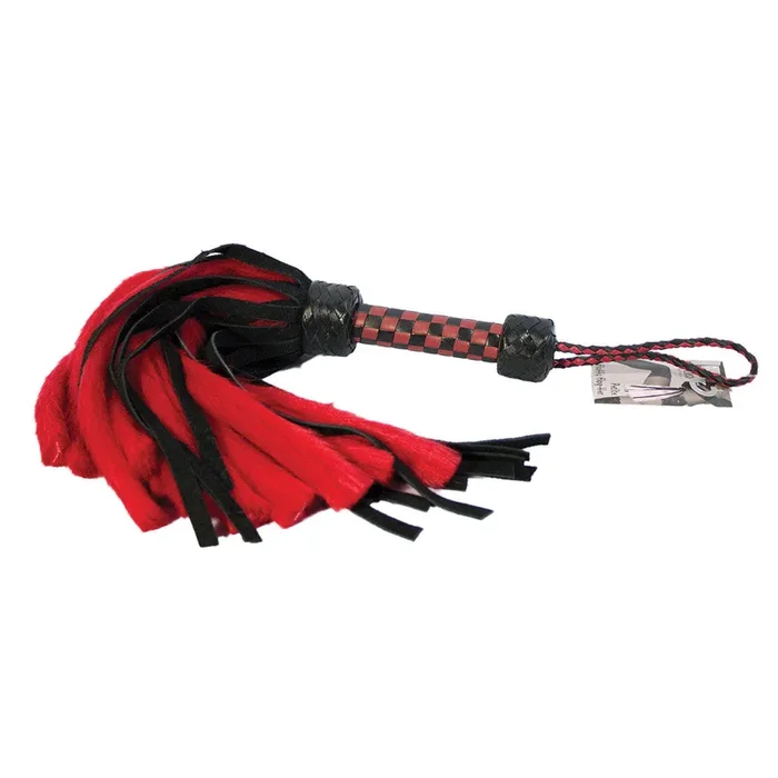 Suede and Fluff MINI Flogger – 18 – Red/Black
