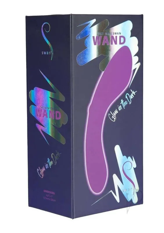 Swan Mini Swan Wand Rechargeable Silicone Glow in the Dark Massager – Purple