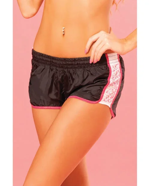 Sweat Sequin Running Short w/Built in Panty & Draw String Closure
