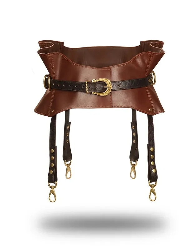 Taillengürtel aus Leder mit Strapsen