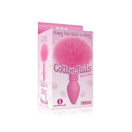The 9s Cottontails Silicone Bunny Tail Butt Plug – Ribbed Pink