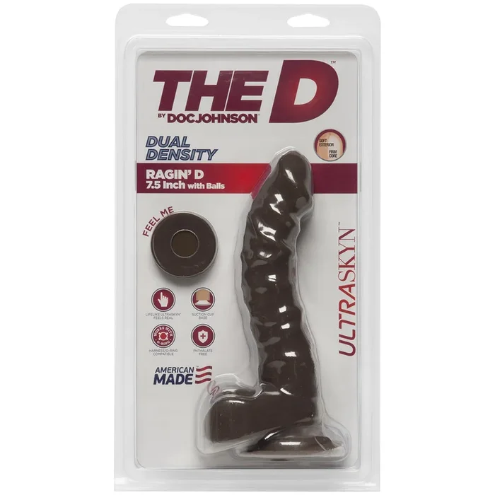 THE D RAGIN‘ D 7.5 W/BALLS CHOCOLATE BROWN DILDO „