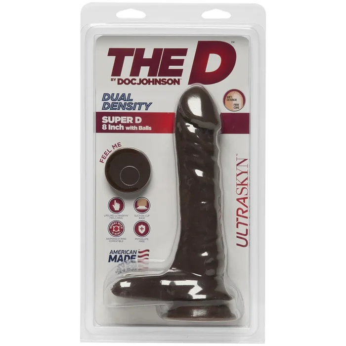 THE D SUPER D 8 W/BALLS CHOCOLATE BROWN DILDO „