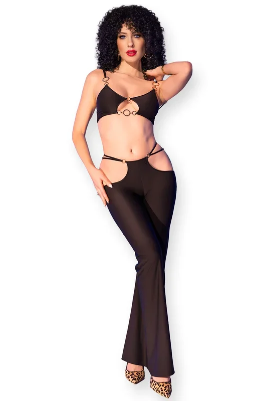 Top mit Leggings in schwarz