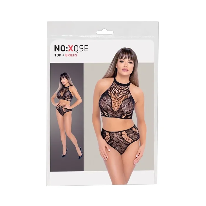 Top und Slip ouvert im Set Raffinierte Netzstrukturen