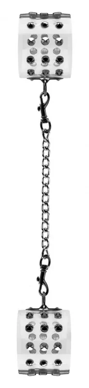 Transparente Fesseln in Weiß mit Spikes aus Metall