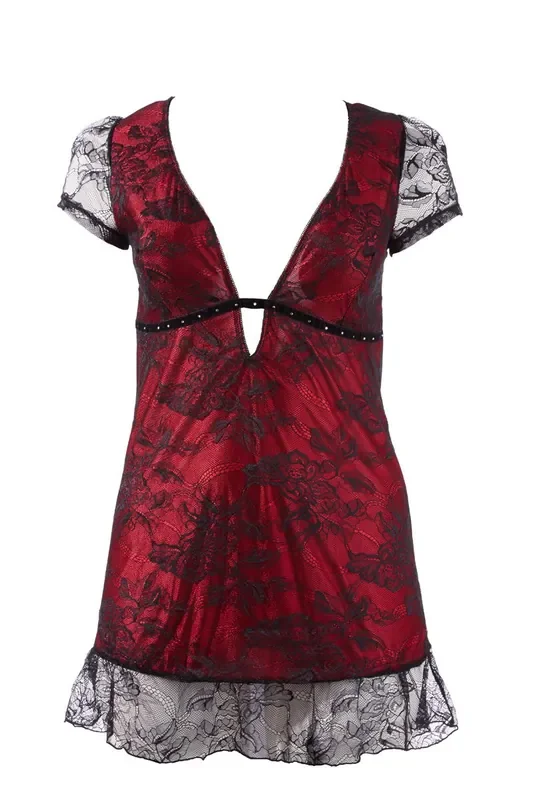 Transparentes Kleidchen in Schwarz/Rot