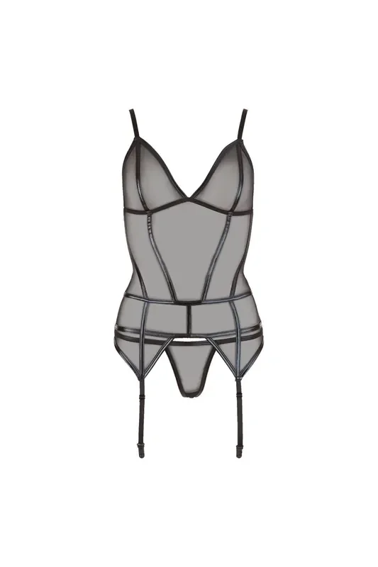 Transparentes Strapshemd mit Wetlookstreifen
