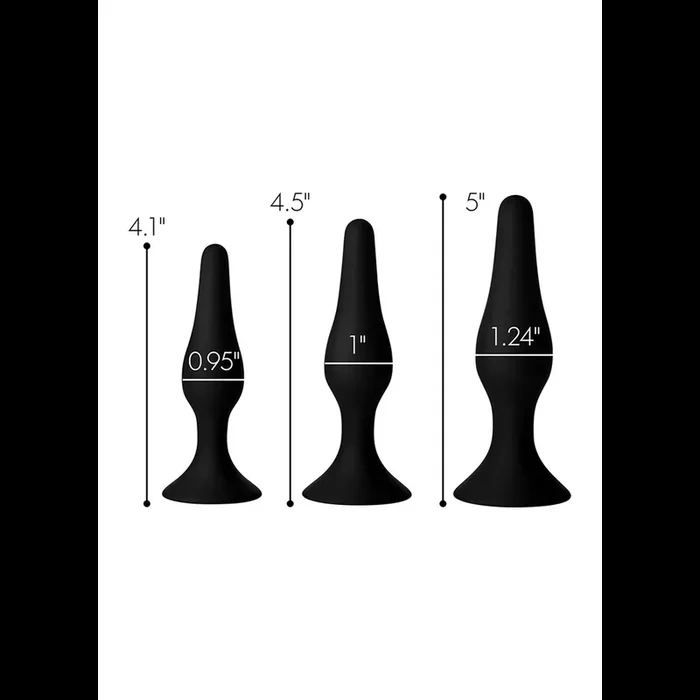 Triple Spire – Tapered Silicone Anal Trainer Set – 3 Pieces – Black