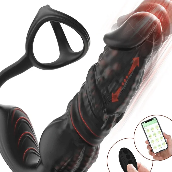 Upgrade des schnell stoßenden 6-in-1-Prostatamassagegeräts mit Fernbedienung und APP