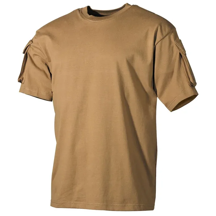 US T-Shirt halbarm coyote mit Ärmeltaschen