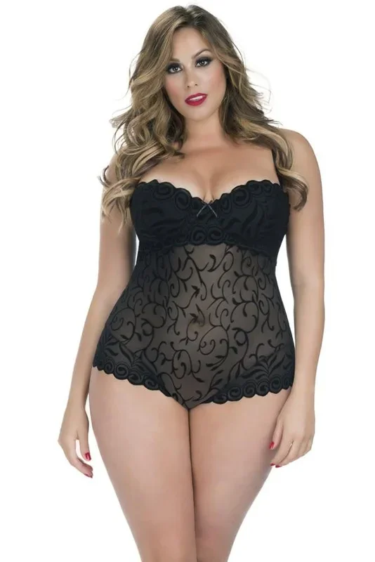 Velvet Burnout Mesh Teddy in 2X