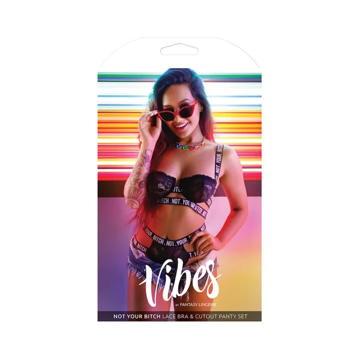 Vibes Not Your Bitch Bra/panty Black L/xl