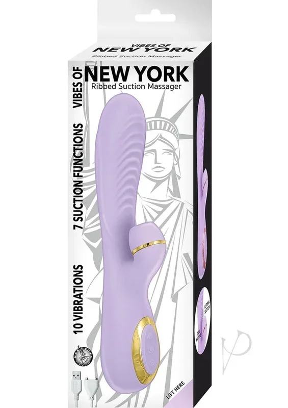 Vibes of New York Ribbed Suction Massager – Lavender