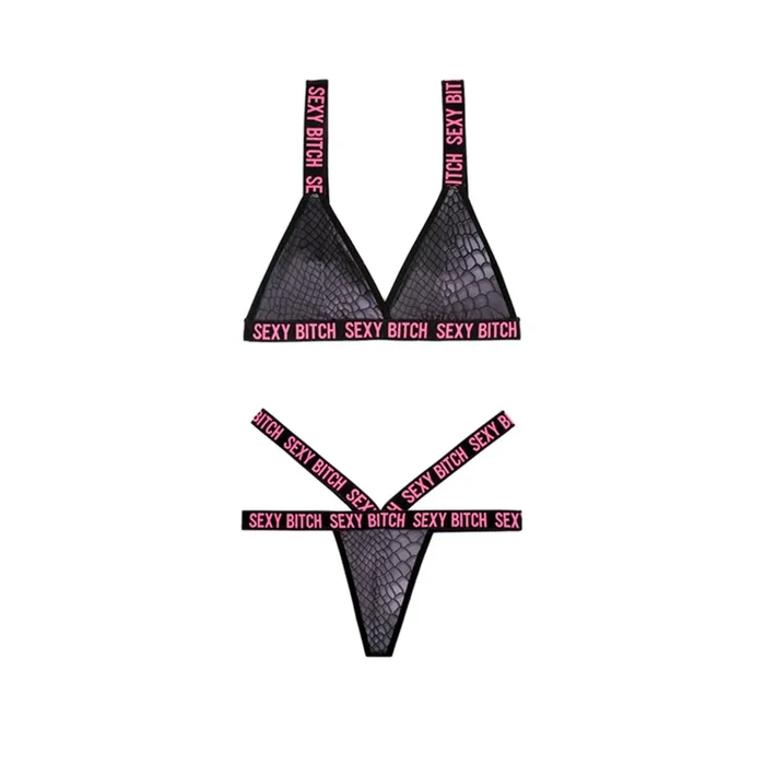 Vibes Sexy Bitch Reptile Print Set Blk M/l