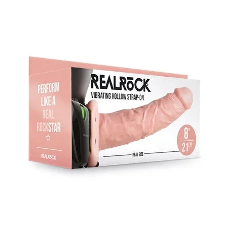Vibrating Hollow Strap-on No Balls 8 Inch – Flesh