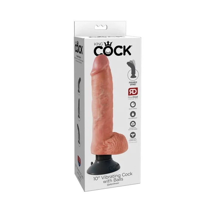Vibrator »King Cock« mit Hoden und abnehmbaren Saugfuß – 20,5 cm lang – Hautfarben