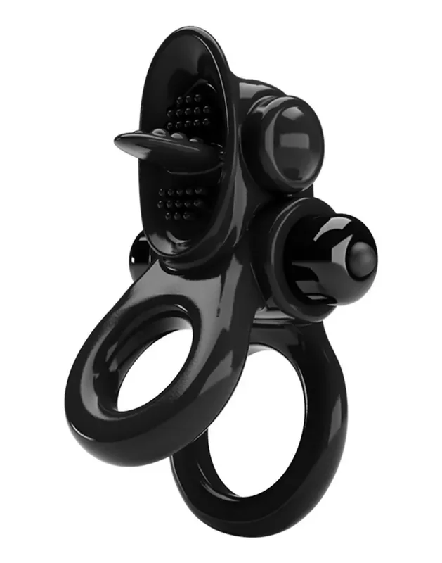 Vibrierender Cockring mit Zungenstimulator
