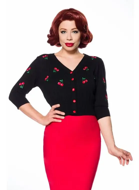 Vintage Strickjacke mit Kirschmotiven