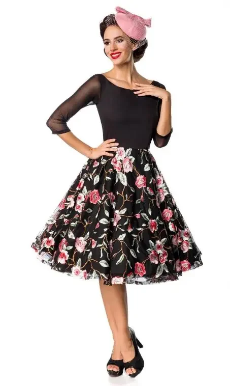 Vintage-Swingkleid bestickt