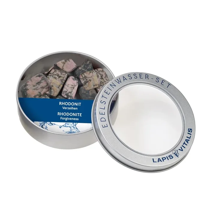Wassersteine in Geschenkdose – Rhodonit