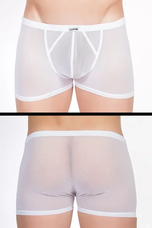 Weiße Tüll-Boxershorts