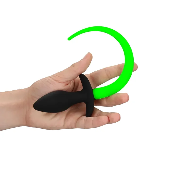 Welpenschwanz Plug Glow in the Dark – Neon Grün/Schwarz