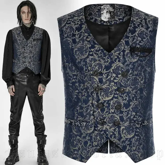 Weste mit ornamentalem Muster – blau (Grösse M)