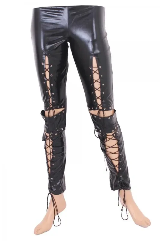 Wetlook Leggings mit Schnürungen