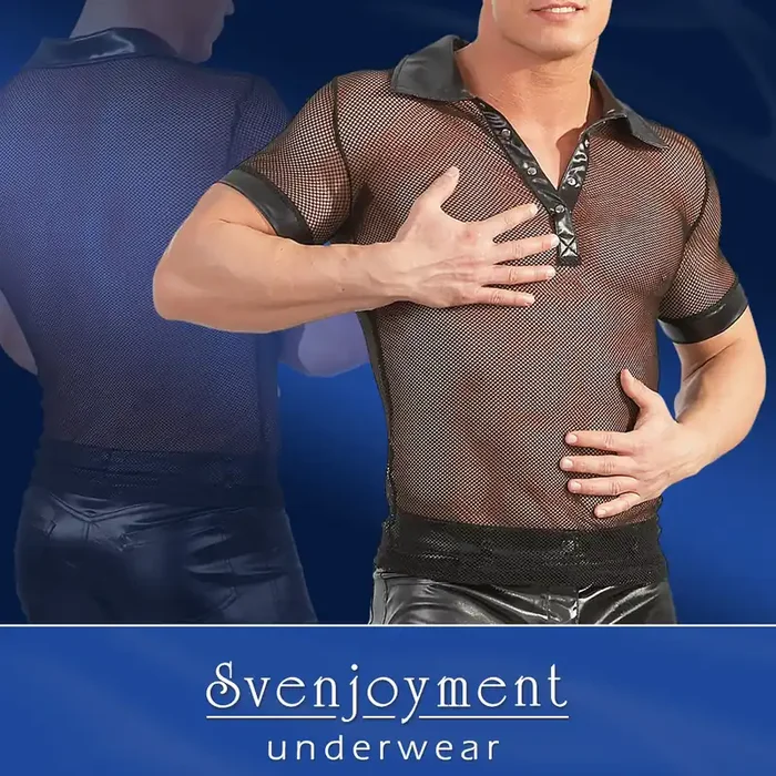Wetlook-Shirt mit Netz