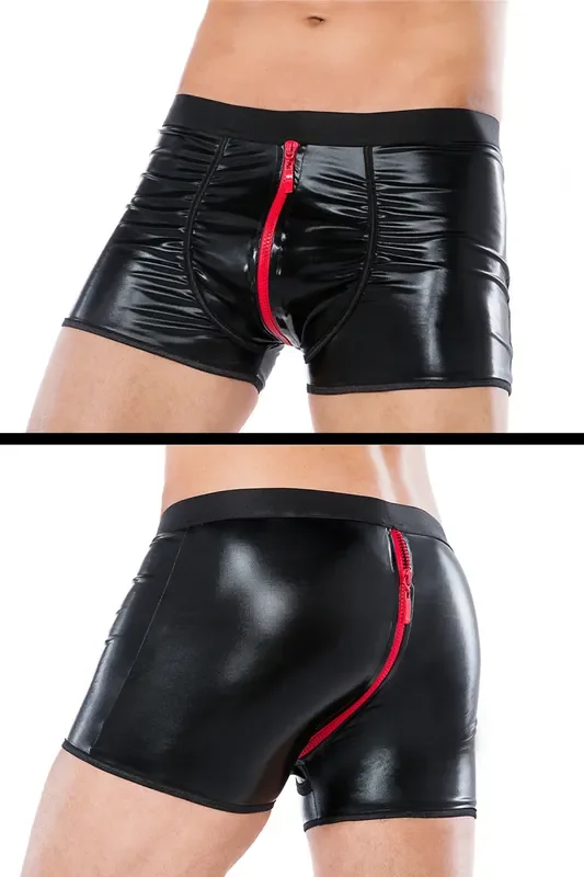 Wetlook Shorts mit 2-Wege-Reißverschluss